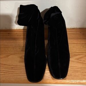 Black velvet booties 3” heel slightly worn